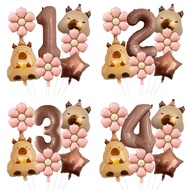 7pcs/set Capybara-themed capybara daisy number foil balloon set birthday balloon party decoration ar