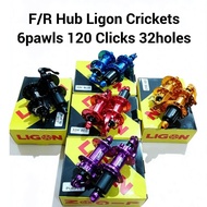 Hub Front And Rear Ligon Crickets 6Pawls 120 Clicks 32Holes /Bikermom