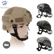 Huankai หมวกกันน็อคอย่างรวดเร็วหมวกกันน็อคยุทธวิธี MH หมวกกันน็อคยุทธวิธีพรางกลางแจ้ง CS SWAT ขี่ปกป้องอุปกรณ์