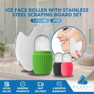 3pcs Facial Massager Ice Face Roller with Stainless Steel Guasha Scraping Board Set