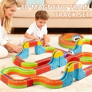 Magnetic Building Block Train Set Kids Educational Toy Magic Transforming Train Track Car I7w4