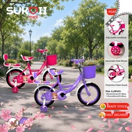GDeal 14 & 16 Inch Bicycle Children Princess Kids 4 wheels Road Bike Outdoor Ride Adjustable Seat Ba