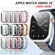 Matte Hard PC bumper Screen Protector Case Tempered Glass+Cover For Apple Watch 10 42mm 46mm iWatch 