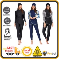 Probeli Baju Renang Muslimah Swimwear Full Cover Islamic Swimwear Swimming Suit Woman Burkini Turban