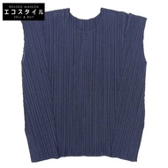 เสื้อเชิ้ตคอจีบ Pleats Please สภาพดีเยี่ยม สำหรับผู้หญิง สีน้ำเงินเข้ม ไซส์ 3 รหัสสินค้า PP36JK601