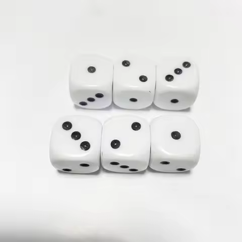 6Pcs/set D6 Resin Special White Dots 16mm Rounded Corners Dice Bar KTV Dice With 1 Point 2 Points 3 