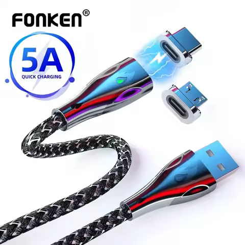 Magnetic Cable USB Type C 5A Fast Charge Cable For Samsung S9 Xiaomi mi 9 10 Pro Type C Micro USB Ma