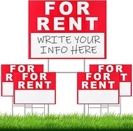 Ripeng 4 Pcs 18 x 24 Inch for Rent Sign with Stand Double Sided Corrugated Plastic Red White for Lea