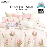 [100% Pure Cotton Bedsheet Set] Dreamynight Home Comfort Night Series Pure Cotton 800TC Fitted Mattress Cover Bed Sheets Set 100% Cotton King/Queen/Super Single Hotel Collection Dreamynight Comfortnight