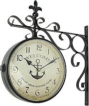 Drop Your Anchor Retro Double Sided Hanging Wall Clock Vintage Nautical Home Decor