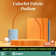 50-Set PSD Orange 3D Stage Podium Display Template File | PHOTOSHOP Editable Design Template (SW885)