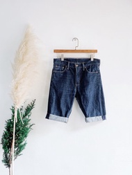 levis / 510 W30 深藍純素面反摺 男丹寧牛仔短褲自改古著vintage