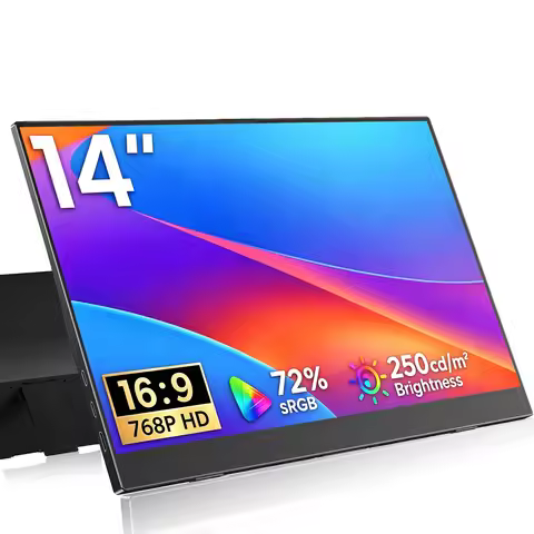 14 Inch Portable Monitors 72%sRGB 1366*768 HD IPS 250Nits With Type-C Mini HDMI For Laptop Phone TV 