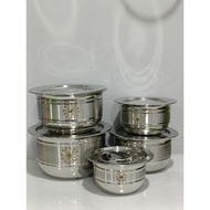 Mirror Finishing Food Serving Pot With Lid Laser Printed Biryani Handi Punjabi Handi Cookware