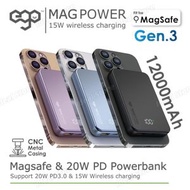 MAGPOWER Gen.3 12000mAh magsafe 移動電源 (兼容磁吸充電)｜尿袋｜行動電源｜充電寶