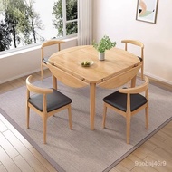【TikTok】#Square and round Dual-Use Solid Wood Small Square Table Small round Table Foldable Home Balcony All Solid Wood