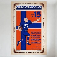 Vintage Football Game Official Program Cover Tin Sign Retro Worn Aged Metal Sign for Bar Pub Wall De