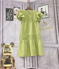 Váy V22 - Đầm Babydoll Đuôi Cá Tay Bèo Hai Lớp Cách Điệu Chất Đũi Gân