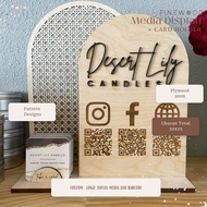 Finewood Plywood Media Display QR code Sign + Card Holder - Business Both Display
