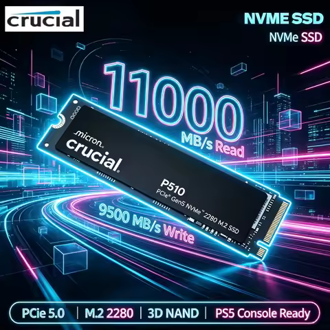 P510 Crucial 1TB PCIe 5.0 NVMe M.2 SSD 11000 Read 9500 Write Upgraded from P3 Plus for PS5 Console H