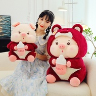 Gấu Bông Heo Cosplay Gấu Dâu Cầm Bình Sữa đồ chơi nhồi bông Heo Sữa Mặc Áo Lotso mũ cởi ra được