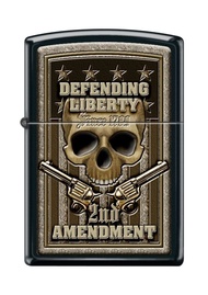 Lighter- Second 2nd Amendment Defending Liberty Black Matte Windproof Lighter #Z5264