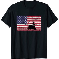 Patriotic Ah-64 Apache Helicopter American Flag T-Shirt