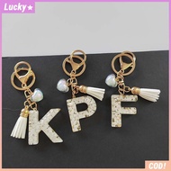 GANTUNGAN Cream Keychain Bag Charm Resin Keychain Alphabet Bag Charm Keychain