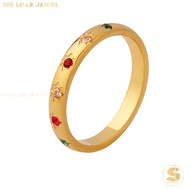 Sis Love Jewel Titanium Steel 18K Gold Plated Colorful Stone Zircon Ring Cincin Women Fashion Jewelr