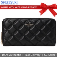 Kate Spade Wallet In Gift Box Long Wallet Natalia Quilted Leather Large Continental Wallet Black # WLRU6340D1