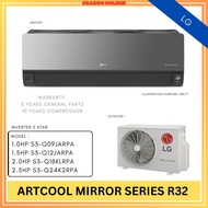 【LG】 ArtCool Mirror | Green Series Aircond Wall Mounted Inverter 5 Star R32 Q09JA | Q12JA | Q18KL | 