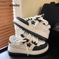 Lovito Sporty Plain Lace Up Sneakers Sneaker for Women LFA23222 Lovito Sepatu Kets Sporty Polos Bert