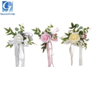 Gazechimp Aisle Chair Back Flower with Ribbons Rose Flower Aisle Pew Floral for Wedding Birthday Par
