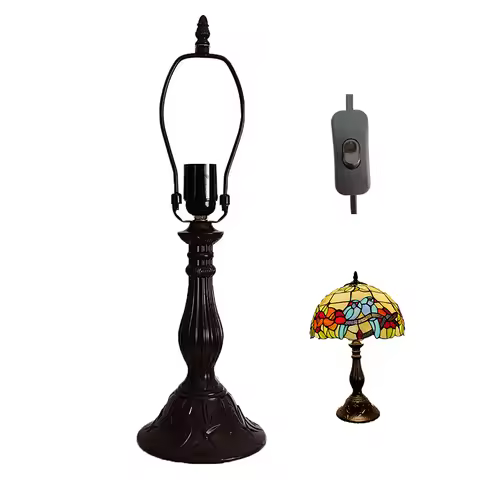 WOERFU H48CM Table Lamp Base E27 EU Plug and US Plug Alloy Table Lamp Base