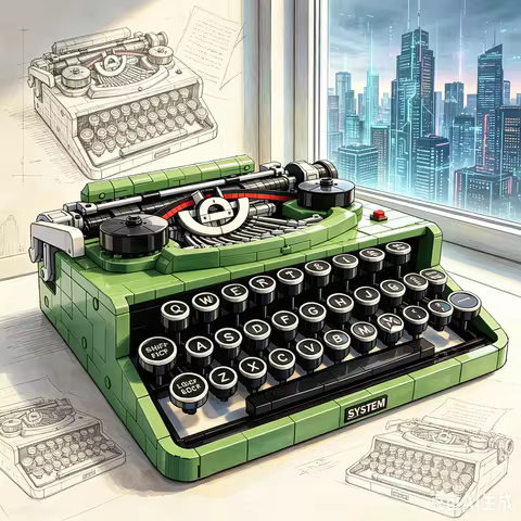 Retro typewriter building blocks for adult collection retro display model toys unique children's gif