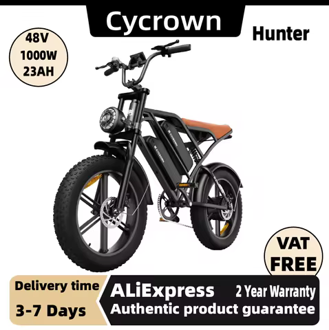 Cycrown Hunter 1000W Motor city ebike Adult Electric Bicycle 48V 13+13Ah Battery E-bike 20-inch Fat