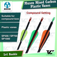 V Club Archery Musen Mixed Carbon Plastic Vane Compound Arrow - SP500/700/1000 Anti-Strike Pin Nock