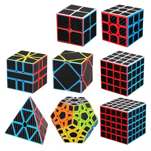 Meilong Carbon Fiber Cube 2x2x2 3x3x3 4x4x4 Pyramid Skew SQ1 Megaminx Puzzle For Beginners and Profe