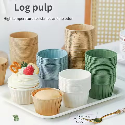 50pcs Golden Muffin Cupcake Paper Cup Oilproof Cupcake Liner Baking Cup Tray Case Wedding Party Cais