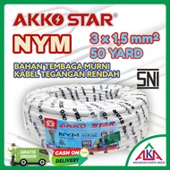 Kabel Listrik NYM SNI AKKO STAR 3x1.5 Standar PLN Tembaga 45M /50 Yard