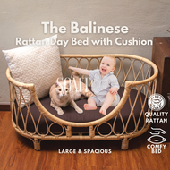 The Balinese Rattan Day Bed Baby Cot Baby Crib Pet Bed House with Thick Cushion Mattress