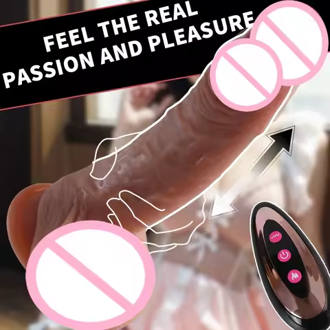 Realistic Dildo Telescopic Vibrator with 9 Powerful Thrusting Modes Powerful Suction Cup G-Spot Stim