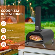 Wood Fired Outdoor Pizza Oven Portable Stainless Steel Wood Pellet Pizza Oven with Built-in Thermometer for Camping Outside Backyard Kitchen