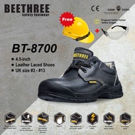Beethree BT8700 4.5inches Leather Laced Safety Shoes F.O.C PROGUARD Safety Helmet