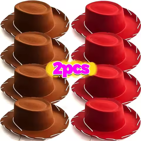 Brown Red Felt Woody Cowboy Hat with Bandana Set Adjustable Western Big Brimmed Cowboy Cap Outdoor S