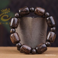 MHWith Certificate,Authentic Hainan Jinxing Agarwood Bracelet High Oil Old Materials Men's Agarwood Barrel Beads Rosary