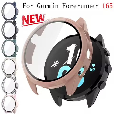 Tempered Glass+PC Case For Garmin Forerunner 165 All-around Screen Protective Shell For Garmin Forer