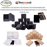 Beebeecraft 1-20pcs Kraft Paper Rectangle/Square Cardboard Jewelry Boxes Ring/Necklace Box for Anniversaries Weddings Birthdays