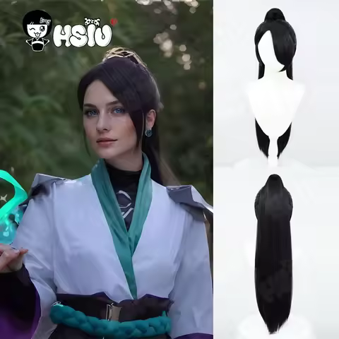 Sage Cosplay Wig Fiber synthetic wig「HSIU」90cm long black Wig+Wig cap Game VALORANT Cosplay Wig
