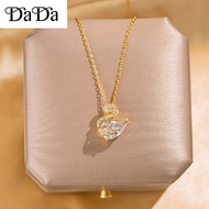 Pure 916 Gold Necklace Women's Opal Swan Zircon Pendant Jewelry for a Friend's Birthday Gift buy 1 take 1 pearl earrings 项链